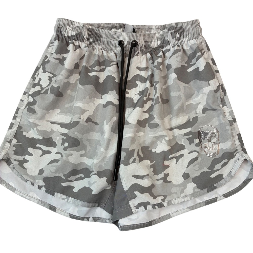 Gymreaper Athletic Shorts Men L Grey Camo Skull Logo Training Gym Workout